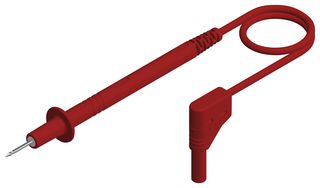HIRSCHMANN TEST AND MEASUREMENT 934155101 Test Tip Probe, Test Tip Probe, 4mm Right Angle Stackable Banana Plug, Shrouded, 3.3 ft, 1 m, Red