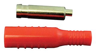 MUELLER ELECTRIC BU-P5168-2. Banana Test Connector, Jack, Cable Mount, 15 A, 5 kV, Nickel Plated Contacts, Red