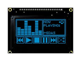 MIDAS DISPLAYS MCOB128064JX-BM Graphic OLED, 128 x 64 Pixels, Blue on Black, 3V to 5V, I2C, Parallel, SPI, 75mm x 52.7mm, -40 °C