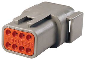 TE CONNECTIVITY - DEUTSCH DTM04-08PA Automotive Connector Housing, DTM Series, Receptacle, 8 Ways, AMP DTM Series Size 20 Pin Contacts