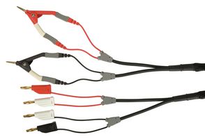 SCHUTZINGER KML 7528 / 2ZA / 4X0.22 / 70 Test Patch Lead, Pincers Plug x 2, Lamella Basket Plug x 4, 27.5 ", 700 mm, Black, Red, White