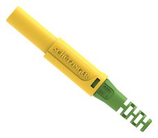 SCHUTZINGER SFK 30 S NI / OK / GNGE Banana Test Connector, Plug, Cable Mount, 32 A, 1 kV, Nickel Plated Contacts, Green, Yellow