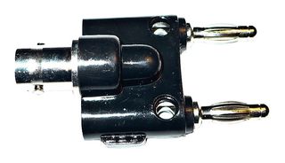 MUELLER ELECTRIC BU-00260 Test Accessory, BNC Female To Double Banana Plug Adapter, Oscilloscopes & Signal Generators