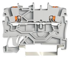 WAGO 2201-1201 DIN Rail Mount Terminal Block, 2 Ways, 22 AWG, 14 AWG, 1.5 mm², Push In, 17.5 A