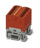 PHOENIX CONTACT 3002931 Panel Mount Barrier Terminal Block, Red, NS 15, 17.5 A, 500 V, 12 Pole, Push In, 14 AWG