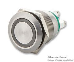 ARCOLECTRIC / BULGIN LIMITED MPI002/TERM/GN Vandal Resistant Switch, MPI002 Series, 19.2 mm, SPST-NO, Momentary, Flush, Natural