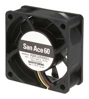 SANYO DENKI 9G0624P4H001 DC Axial Fan, 24 V, Square, 60 mm, 25 mm, Ball Bearing, 42.7 CFM