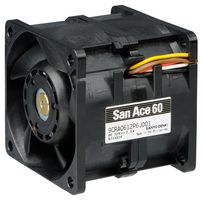 SANYO DENKI 9CRA0612P6K001 DC Axial Fan, 12 V, Square, 60 mm, 56 mm, Ball Bearing, 80.5 CFM