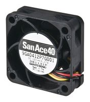 SANYO DENKI 9GA0412G7001 DC Axial Fan, 12 V, Square, 40 mm, 15 mm, Ball Bearing, 12.7 CFM