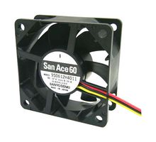 SANYO DENKI 9S0612P4H01 DC Axial Fan, 12 V, Square, 60 mm, 25 mm, Ball Bearing, 20.5 CFM