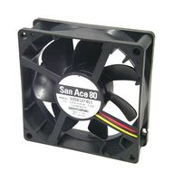 SANYO DENKI 9S0812P4F011 DC Axial Fan, 12 V, Square, 80 mm, 25 mm, Ball Bearing, 32.84 CFM
