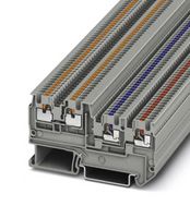 PHOENIX CONTACT 3244410 DIN Rail Mount Terminal Block, Sensor/Actuator, 4 Ways, 26 AWG, 14 AWG, 1.5 mm², Push In, 13.5 A