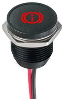 APEM Q16F5BXXHR12E-3BU LED Panel Mount Indicator, Brake Test, Red, 12 VDC, 16 mm, 20 mA, 800 mcd, IP67