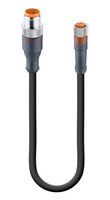 LUMBERG AUTOMATION RST 3-RKMV 3-224/5 M Sensor Cable, 3 Pos, M12 Plug, M8 Receptacle, 3 Positions, 5 m, 16.4 ft, RST-RKMV Series