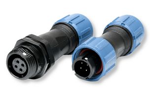 MULTICOMP PRO MP002531 Circular Connector Set, MP-T13, 4 Way, Male Plug/Female Receptacle, Threaded, Solder, IP68, 5A