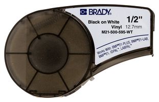 BRADY M21-500-595-WT TAPE, 12.7MM X 6.4M, VINYL FILM, BLK/WHT