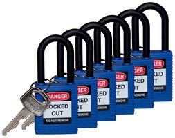 BRADY 813593 SAFETY PADLOCK, NYLON, 38.1MM, BLUE, PK6