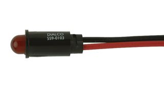 DIALIGHT 559-0103-003F LED Panel Mount Indicator, Red, 12 VDC, 6.35 mm, 13 mA, 8 mcd, Not Rated