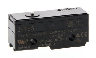 OMRON INDUSTRIAL AUTOMATION Z-15G Microswitch, Standard, Pin Plunger, SPDT, Solder Lug, 15 A, 14 V