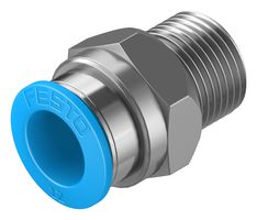 FESTO 153009 Pneumatic Fitting, Push-In Straight Connector, R3/8, 14 bar, 12 mm, Brass, QS