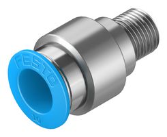FESTO QS-1/8-10-I Pneumatic Fitting, Push-In Fitting, R1/8, 14 bar, 10 mm, Brass, QS
