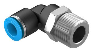 FESTO QSL-1/2-10 Pneumatic Fitting, Push-In L-Fitting, R1/2, 14 bar, 10 mm, PBT (Polybutylene Terephthalate), QSL