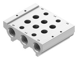 FESTO VABM-L1-10S-G18-2 Manifold Rail, 2 Outlet, G1/8, VABM Series, VUVG-S10 Solenoid/M5/M7 In-Line Valves