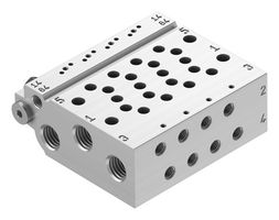 FESTO VABM-L1-10W-G18-4 Manifold Rail, 4 Outlet, G1/8, M5, VABM Series, VUVG-B10 Solenoid/B10 M5 Sub-Base Valves