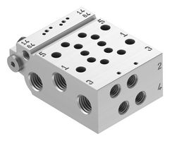 FESTO VABM-L1-10HW-G18-2 Manifold Rail, 2 Outlet, G1/8, M7, VABM Series, VUVG-B10 Solenoid/B10 M7 Sub-Base Valves