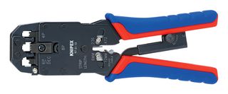 KNIPEX 97 51 12 Crimp Tool, Hand, RJ-10, RJ-11, RJ-12 and RJ-45 Modular Plugs