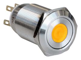 BULGIN LIMITED MPI005DTELSAM12 Vandal Resistant Switch, MPI005 Series, 19 mm, SPDT, Latching, Round