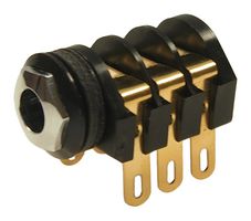 CLIFF ELECTRONIC COMPONENTS CL1323A Phone Audio Connector, 6.35mm, Stereo, 3 Contacts, Jack, 6.35 mm, Panel Mount, Gold