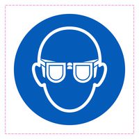 MULTICOMP PRO MP009777 Safety Sign, Safety, Wear Eye Protection (Symbol), PVC (Polyvinylchloride), 100 mm, 100 mm