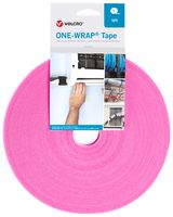 VELCRO VEL-OW64109 Tape, ONE-WRAP Series, PP (Polypropylene), Pink, 10 mm x 25 m