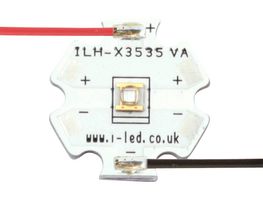 INTELLIGENT LED SOLUTIONS ILH-XO01-S410-SC211-WIR200. UV Emitter Module, 1 Chip, 410 to 420 nm, 125˚ (±62.5°), 1.05 W, 200 mm Red & Black, Star PCB