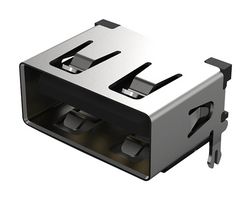 GCT USB1125-GF-B USB Connector, USB Type A, USB 2.0, Receptacle, 4 Ways, Through Hole Mount, Right Angle