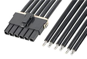 MOLEX 216401-1062 Cable Assembly, Mega-Fit Receptacle to Free End, 6 Ways, 5.7 mm, 1 Row, 300 mm, 11.8 "