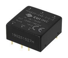 CUI PDQE20-Q48-D12-D Isolated Through Hole DC/DC Converter, ITE, DIP, 4:1, 20 W, 2 Output, 12 V