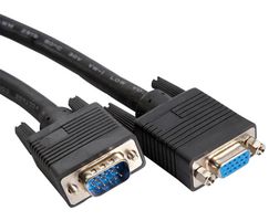 VIDEK 3088BHQ-0.5 Computer Cable, SVGA Plug, SVGA Receptacle, 1.64 ft, 500 mm, Black