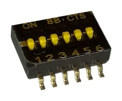 CTS 218-6LPST DIP / SIP Switch, 6 Circuits, Flush Slide, Surface Mount, SPST, 50 V, 100 mA