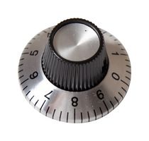 ALCOSWITCH - TE CONNECTIVITY PKS1105B101/4 Knob, Round Shaft, 6.35 mm, Phenolic, Straight Knurled Skirted with Numbers 0-9, 29.7 mm