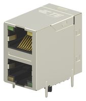TE CONNECTIVITY 2301997-7 Modular Connector, RJ45 Jack, 2 x 1 (Stacked), 8P8C, Cat5e, Through Hole Mount