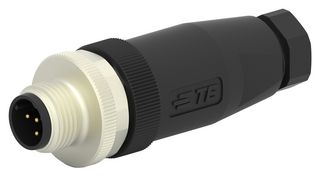 TE CONNECTIVITY T4111501051-000 Sensor Connector, PG7, M12, Male, 5 Positions, Screw Pin, Straight Cable Mount