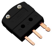 OMEGA MTP-J-M Thermocouple Connector, Miniature, Black, 3-Prong, Plug, Type J, -29 °C to 180 °C, ANSI, MTP Series