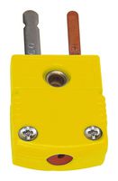 OMEGA SMP-K-M Thermocouple Connector, Miniature, Yellow, 2 Pins, Plug, Type K, -29 °C to 180 °C, ANSI, SMP Series