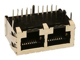 MOLEX 43223-8128 Modular Connector, RJ45 Jack, 1 x 2 (Ganged), 8P8C, Cat3, Through Hole Mount