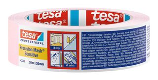 TESA 04333-00018-02 Masking Tape, Paper, Pink, 50 m x 25 mm