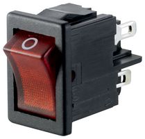 MARQUARDT 1855.0102 Rocker Switch, On-Off, DPST, Illuminated, Panel Mount, Red, 1855 Series