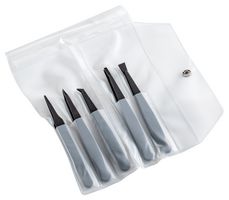 IDEAL-TEK K5PISV.IT Tweezer, 5 Piece Set, ESD Safe, Precision, Plastic Body, Plastic Tip