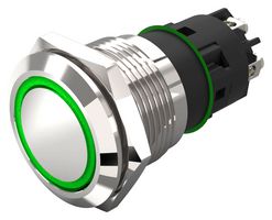 EAO 82-5552.1134 Vandal Resistant Switch, 82 Series, 19 mm, SPDT, Momentary, Round Flat Flush, Natural